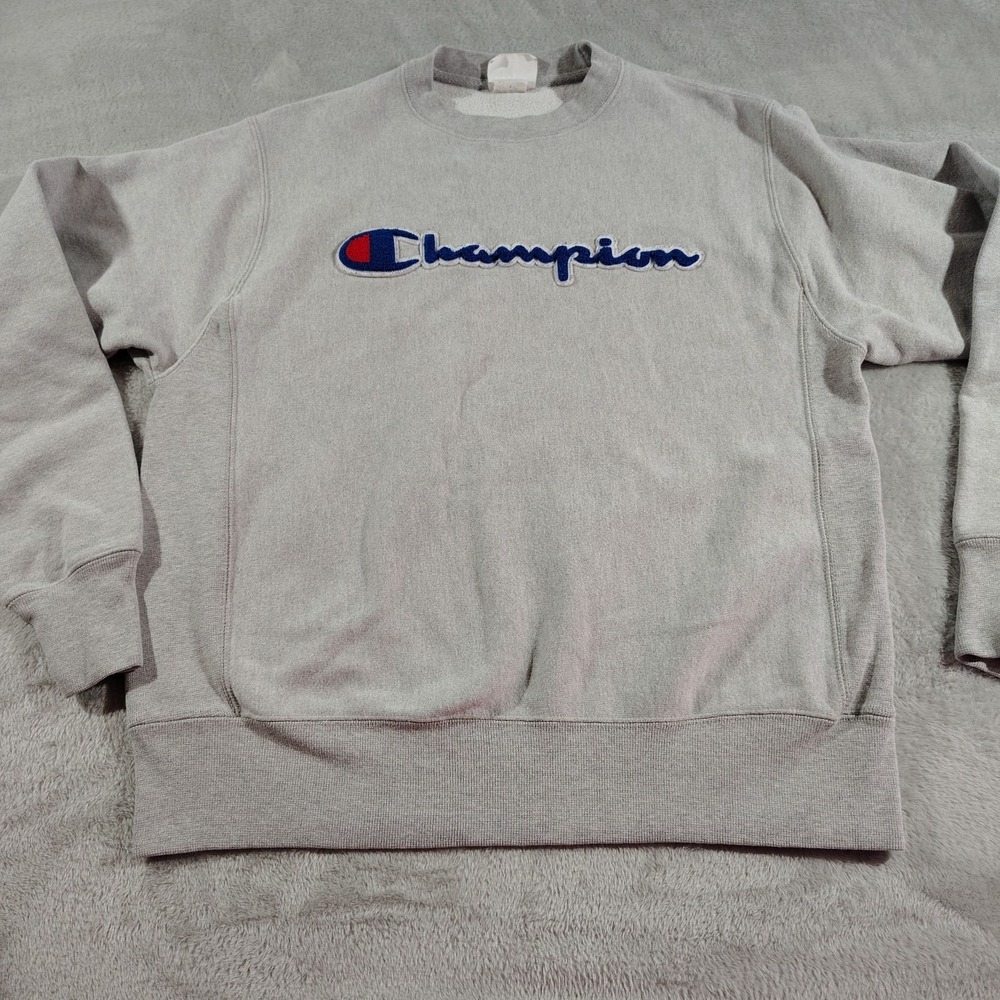 Champion Vintage Sweatshirt Men M Gray Reverse Weave 90's Hiking Sports Outdoors
